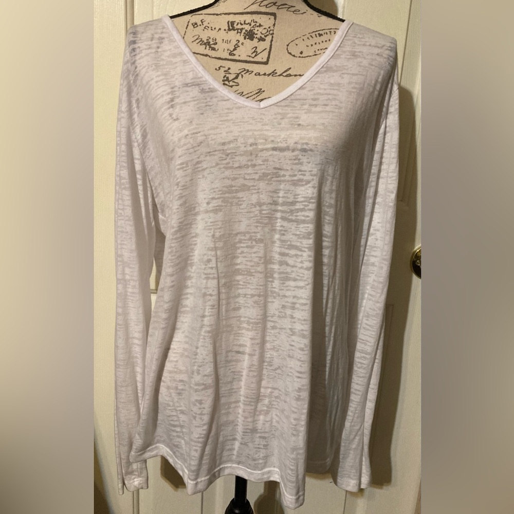 NWOT Ladies Size 2XL Boutique Burnout VNeck Long Sleeve Blouse